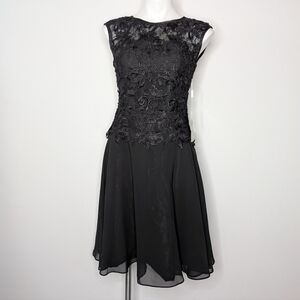 NWT Stacees Black Lace Chiffon Sleeveless Event Dress 2